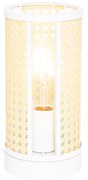Lampada da tavolo orientale bianca con rattan 12 cm - Akira