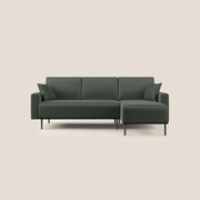 Arthur divano moderno angolare in velluto morbido impermeabile T01 verde