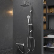 Kamalu - Colonna doccia con deviatore soffione 20x20 e doccetta modello G330