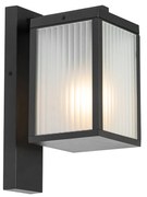 Lanterna da parete per esterni nera con vetro rigato IP44 - Charlois