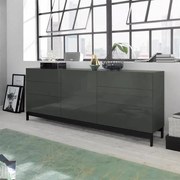 Credenza moderna con piede in metallo antracite laccato: METIS, 1 anta + 6 cassetti