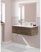 Mobile sottolavabo e lavabo Neo Line per doppia vasca rovere noce L 120 x H 32 x P 48 cm 2 cassetti