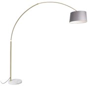 Lampada ad arco in ottone con paralume in tessuto di marmo grigio 45 cm - XXL
