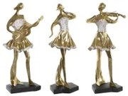 Statua Decorativa DKD Home Decor Musica 20 x 12 x 41,5 cm Ballerina Dorato Romantico (3 Unità)