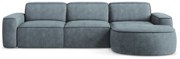 Divano angolare blu polveroso (con penisola a destra/con chaise lounge) con rivestimento in ciniglia Omao – Makamii