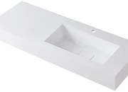 Lavabo integrale rettangolare vasca a destra L 120.5 x H 15 x P 46 cm in resina bianco