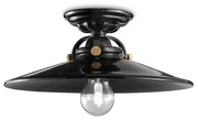 Plafoniera Industrial Minimal B&W Metallo Smaltato Nero 1 Luce E27 31Cm