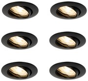 Set di 6 faretti da incasso neri GU10 35mm - Edu