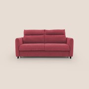 Peonia divano letto scandinavo con materasso H18 cm e morbido e alto schienale in tessuto Bouclé impermeabile T07 rosso