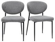 Sedie in tessuto effetto velluto grigio e metallo nero (lotto di 2) BREKA