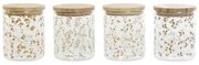 Barattolo DKD Home Decor Bambù Vetro Borosilicato Shabby Chic 700 ml 10 x 10 x 12,5 cm (4 Unità)