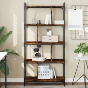 Libreria rovere fumo 5 ripiani 76x32x158 cm legno multistrato