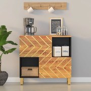 Credenza marrone e nera 80x33,5x75cm in legno massello di mango