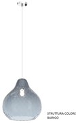 Sospensione bianco 1 luce vetro grande zaffiro 1191bi-sg-za