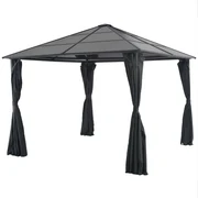 Gazebo Con Tende İn Alluminio 3x3 M Nero /