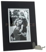 Portafoto topino grande nero ,fango in ferro e polimetilmetacrilato...