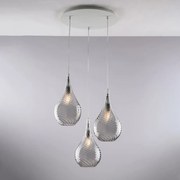 Lampadario Moderno Pluvia Grigio Fumè 3 Luci E27