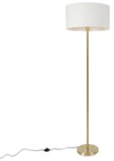 Lampada da terra ottone con paralume bianco 50 cm - Simplo