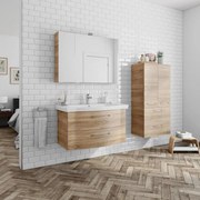 Mobile bagno con lavabo L 90 x H 49 x P 22 cm rovere castello 2 cassetti per vasca centrale Solitaire