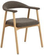 ADELE Marrone Taupe (tessuto Monza 40)/telaio Rovere Naturale - SEDIA IN LEGNO BOUCLÉ PER SALONE CUCINA STILE RETRO