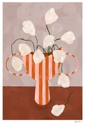 Poster 30x40 cm White Flowers in Striped Vase – Frankie Penwill – The Poster Club