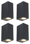Set di 4 applique moderne nere 2 luci IP44 - Baleno