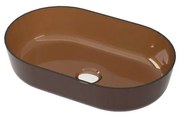 Lavabo da appoggio ovale in solid surface L 54 x P 34 x H 12 cm bronzo e trasparente