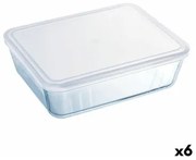 Portapranzo Rettangolare con Coperchio Pyrex Cook  Freeze 22,5 x 17,5 x 6,5 cm 1,5 L Trasparente Silicone Vetro (6 Unità)