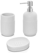 Accessori bagno da appoggio in set 3 pezzi in ceramica colore bianco Cup