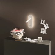 Applique LED 10 cm in metallo Bianco retroilluminato con faretto orientabile PLATE