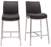 Sgabello da bar alluminio spazzolato PU nero 70cm set di 2 OLLY