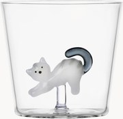 Bicchiere in vetro borosilicato fatto a mano Tabby Cat