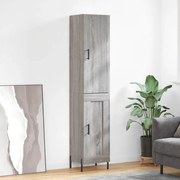 Credenza grigio sonoma 34,5x34x180 cm in legno multistrato