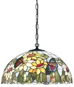 Sospensione Tiffany In Vetro Multicolor Con Catena D.55 Cm