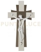 Crocifisso piccolo da parete avorio, bronzo e bianco marmo in ferro...