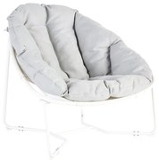 Poltrona da giardino con cuscino Cocoon NATERIAL con braccioli 1 posti in acciaio, seduta in textilene bianco L 95.5 x H 80.5 x P 88.5 cm