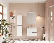 Mobile sottolavabo e lavabo con illuminazione Eva frontale bianco/laterali rovere fumo L 60 x H 53 x P 46.5 cm 1 vasca 2 cassetti