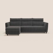 Peonia divano letto angolare con Penisola Contenitore - Materasso H18 cm in Bouclé Impermeabile T07 antracite