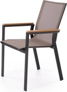 Fierro – Sedia moderna in alluminio e rete, nero / grigio chiaro / marrone