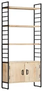 Libreria A 4 Livelli 80x30x180 Cm İn Legno Massello Di Mango /