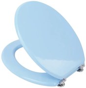 Copriwater universale in legno MDF azzurro con cerniere regolabili