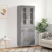 Credenza grigio sonoma 69,5x34x180 cm in legno multistrato