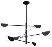 Lampadario A Sospensione Moderno Mollis Metallo Nero Acrilico 8 Luci G9 7W