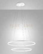 Leo sospensione bianca 52w 3000k 5320lm 2 cerchi d.60+40cm dimmerab...