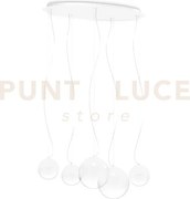Mapa clear lampadario sospeso in vetro opale 5 luci attacco e27