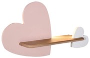 Applique LED per bambini con mensola HEART LED/5W/230V rosa/bianco/legno