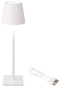 Lampada LED da Tavolo Lumineo 894378 Bianco Metallo 37 cm Ricaricabile