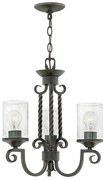 Lampadario Industrial Nordico Casa Alluminio Nero Antico Vetro 3 Luci E27