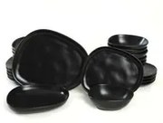 Set tavola nero effetto sasso 24 pezzi in stoneware