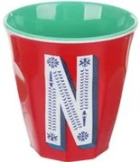 Bicchiere melammina rosso lettera N 280 ml Maiolika
